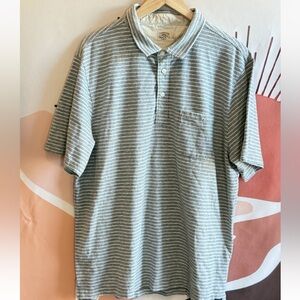 Faherty 3 button polo shirt collar casual short sleeve striped chest pockets XL